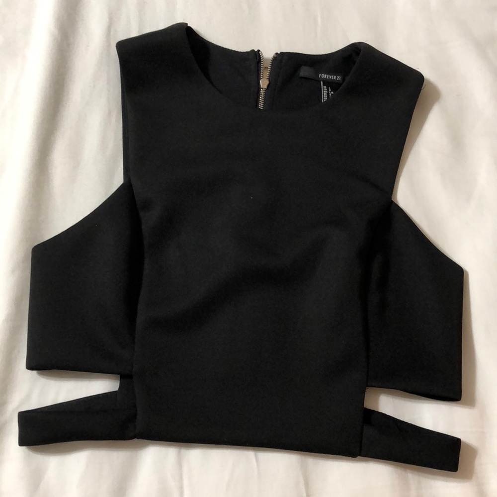 Black cutout crop top